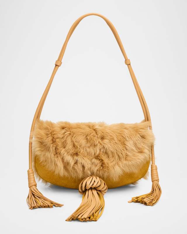 Paloma Tassel Suede & Shearling Shoulder Bag